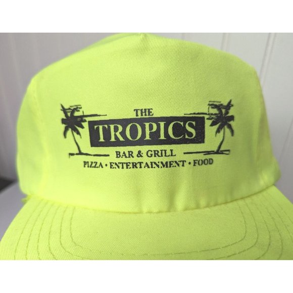Tropics Bar & Grill Hawaii Yellow Hat Snapback Waikiki Hilton Adjustable Vintage - Picture 2 of 6